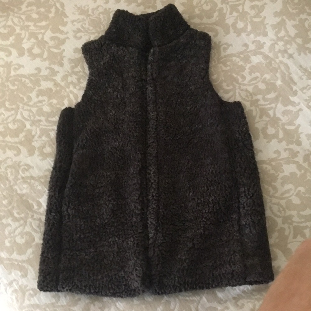 Sherpa shearling fleece teddy bear brown vest Small
